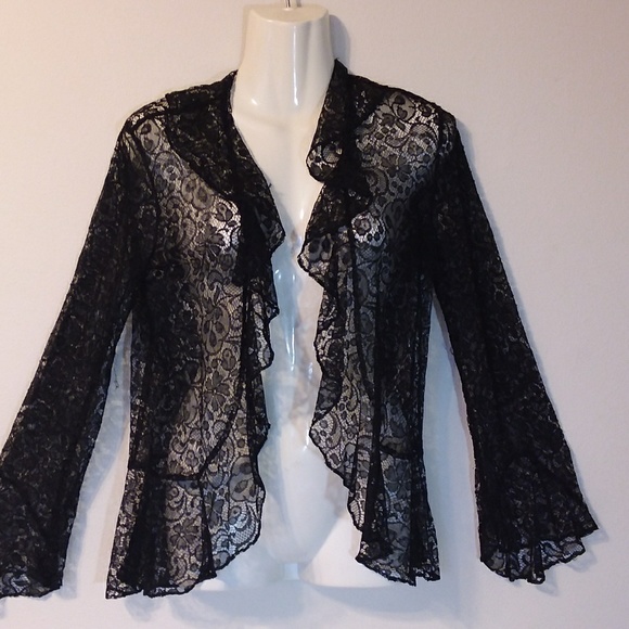 Vintage Jackets & Blazers - Vintage Sheer Black Lace Jacket